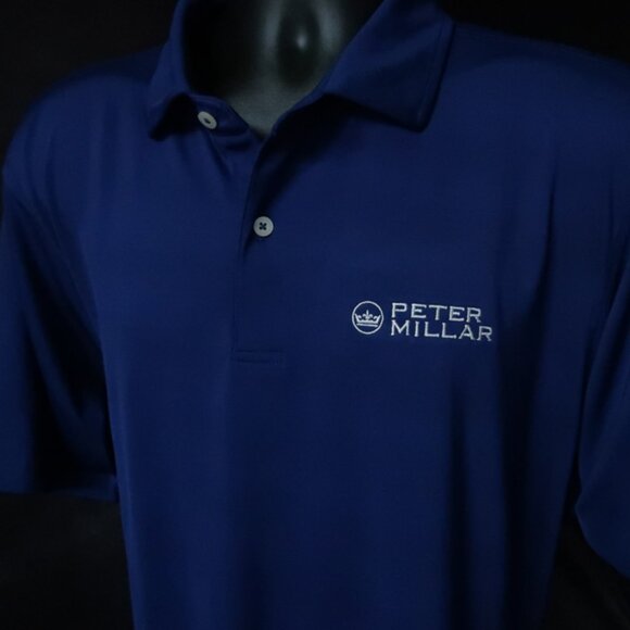 Peter Millar Navy Blue F&G Tech Providence Stretch Polo (XL)* - Picture 5 of 7